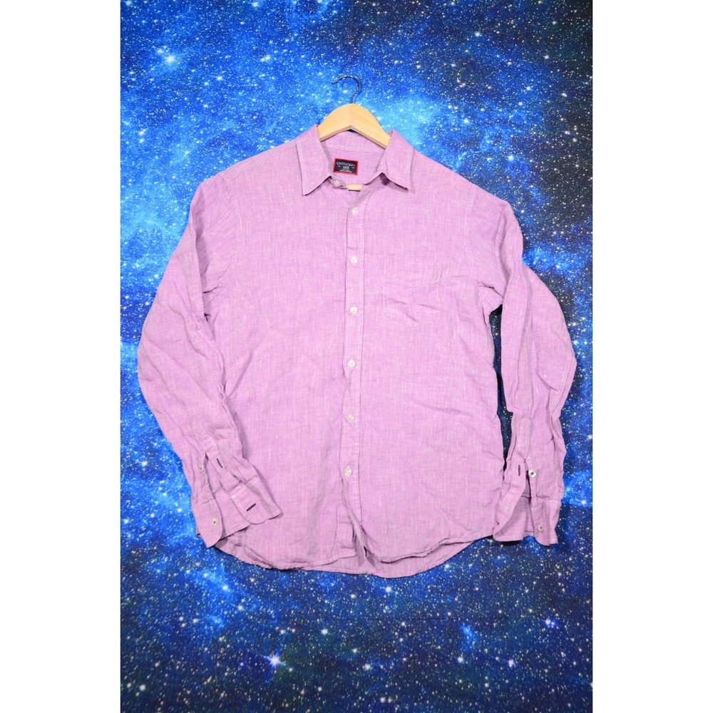 UNTUCKit Shirt Mens Large Purple Linen Slim Fit Long Sleeve Button Down Casual